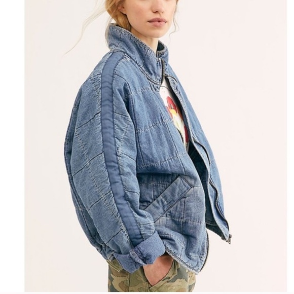 Free people dolman quilted Jean jacket - Picture 1 of 7